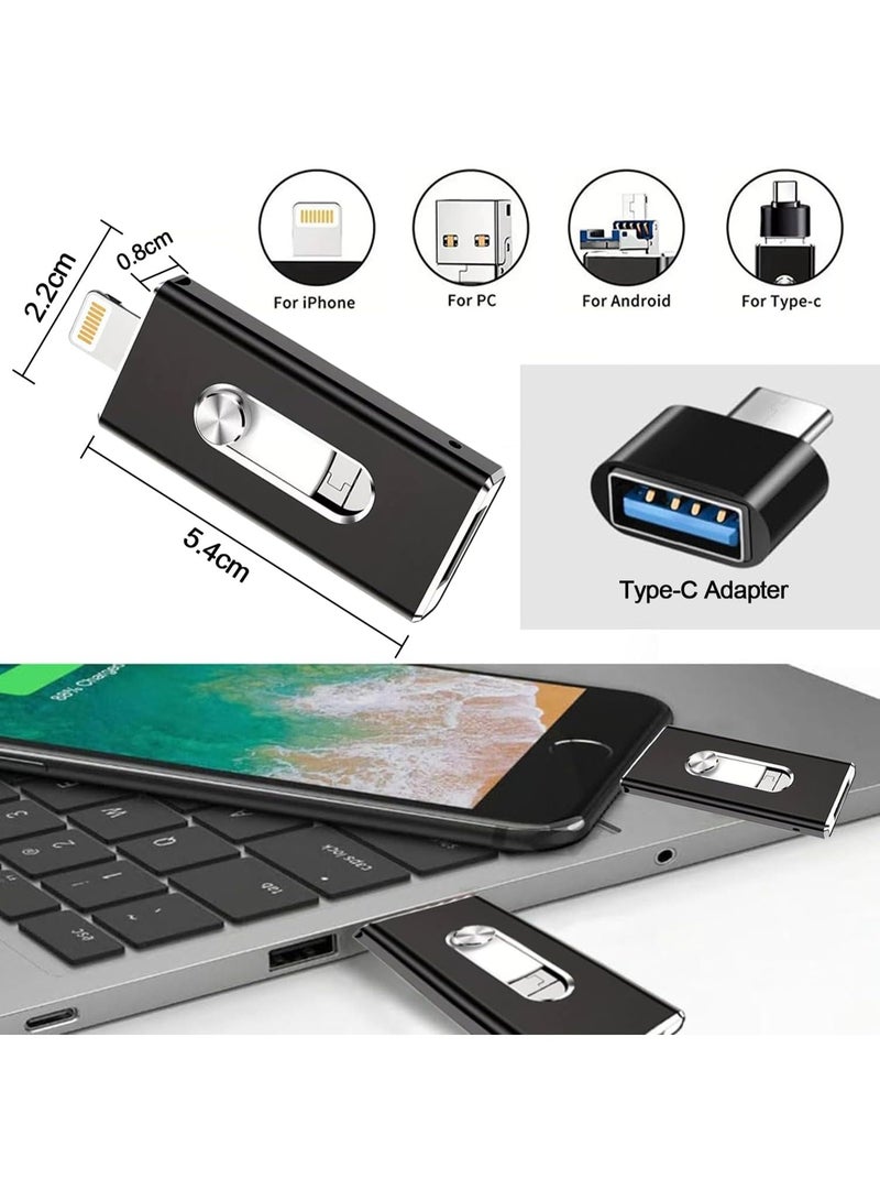 INSIJAM 1TB USB 3.0 Flash Drive with Type-C Adapter OTG for Phone Android iPhone 4-in-1 High-Speed Photo Video Storage for PC Mac Smartphone 1TB Thumb Drive - Image 3